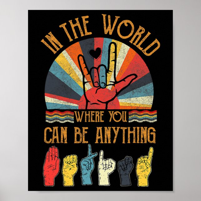 Póster Menor bondad retro Autismo Conciencia Mes ASL Vint (Frente)