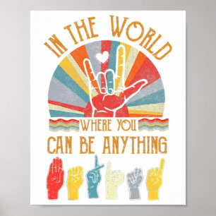 Póster Menor bondad retro Autismo Conciencia Mes ASL Vint