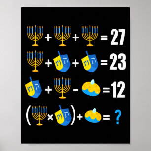 Póster Menorá de Janucá Dreidel Donut Matemáticas Enseñar