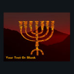 Póster Menorá de Moshé<br><div class="desc">Una representación de la menorá (candelabro) de siete brazos hecha por los israelitas después del Éxodo de Egipto. Personalice agregando su propio texto.</div>