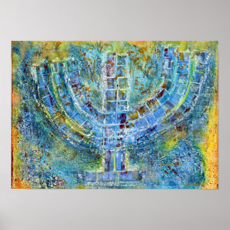 Póster Menorah azul