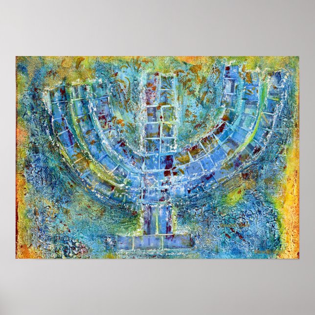 Póster Menorah azul (Frente)