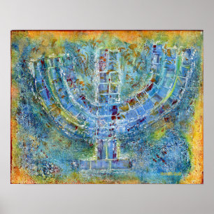 Póster Menorah azul