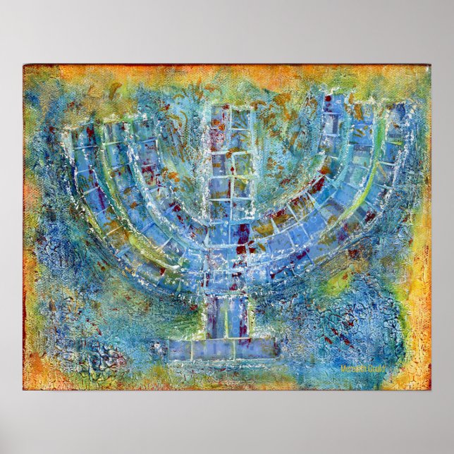 Póster Menorah azul (Frente)