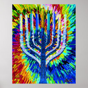 PÓSTER MENORAH FLAMING