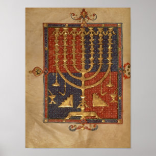 Póster Menorah y otros buques del templo