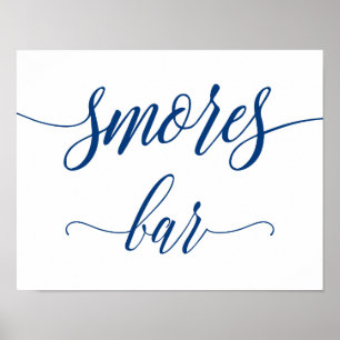 Póster Menores Rótulos de Boda de bar en caligrafía azul