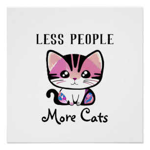 Póster Menos personas, más gatos