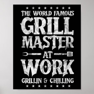 Póster Mens Bbq Grillmaster Funny The World Famous Grill