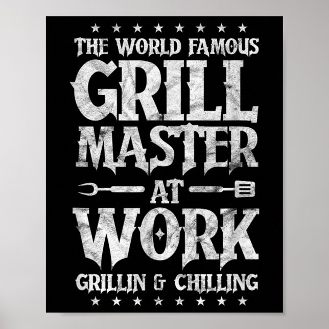 Póster Mens Bbq Grillmaster Funny The World Famous Grill (Frente)