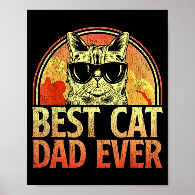 Póster Mens Cat Dad Ever Funny Cat Dad Shirt Father's Day (Frente)