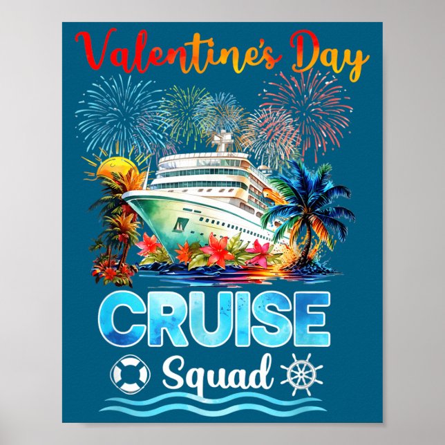 Póster Mens Cruise Squad Valentine's Day Vacation Travel  (Frente)
