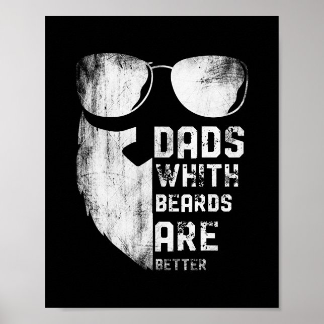 Póster Mens Dads With Beards Are Better Funny Fathers (Frente)