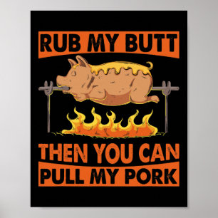 Póster Mens Día del Padre Bbq Frota Mi Trasero Cerdo Parr