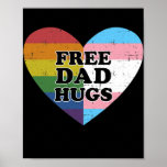 Póster Mens Free dad hugs with rainbow and transgender<br><div class="desc">Mens Free dad hugs with rainbow and transgender flag heart Gift. Perfect gift for your dad,  mom,  papa,  men,  women,  friend and family members on Thanksgiving Day,  Christmas Day,  Mothers Day,  Fathers Day,  4th of July,  1776 Independent day,  Veterans Day,  Halloween Day,  Patrick's Day</div>