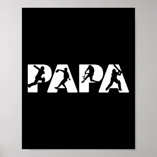 Póster Mens Funny Father's Day Gift For Dad - Papa Cricke (Frente)