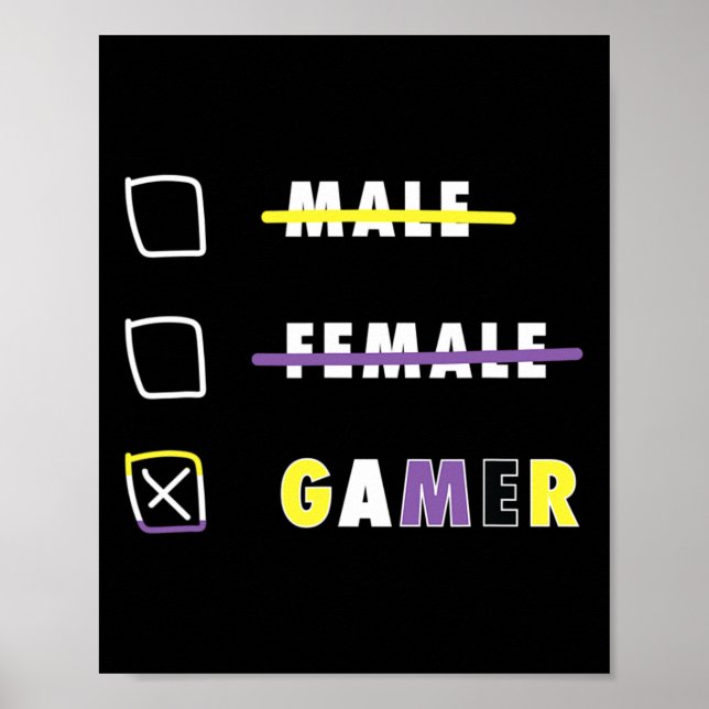 Póster Mens Funny Nonbinary Gamer En  (Frente)