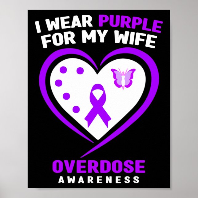 Póster Mens I Wear Purple For My Wife Overdose Awareness  (Frente)