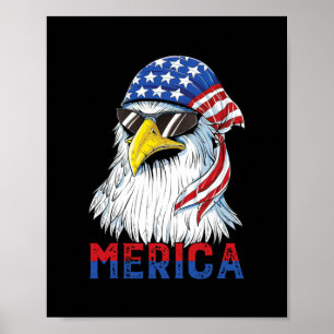 Póster Mens Merica Eagle Mullet Bandera Americana Hombres