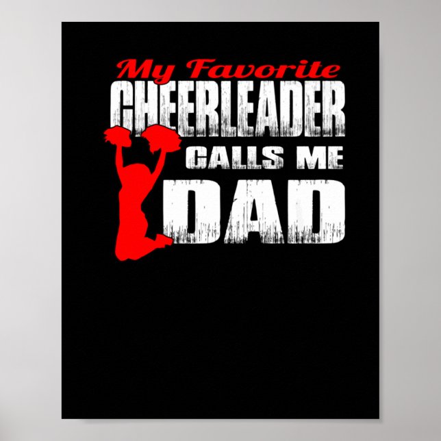 Póster Mens Mi animadora favorita me llama papá Cheer (Frente)