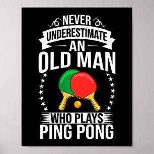 Póster Mens Ping Pong Table Tennis Player Balls Paddle Ga