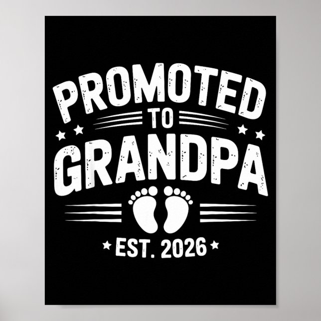 Póster Mens Promoted To Grandpa Est 2026 New Grandpa Preg (Frente)