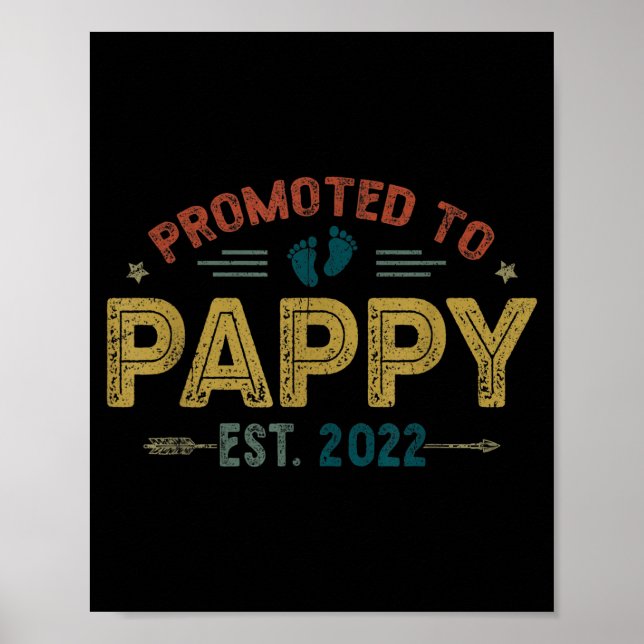 Póster Mens Promoted To Pappy Est 2022 Funny New Pappy  (Frente)