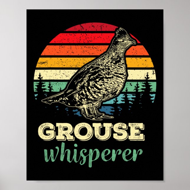 Póster Mens Retro Ruffed Grouse Whisperer Bi de caza de a (Frente)