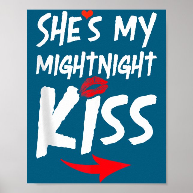 Póster Mens She's My Midnight Kiss Happy New Year Matchin (Frente)