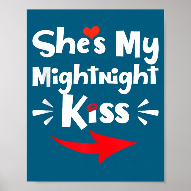Póster Mens She's My Midnight Kiss Happy New Year Matchin (Frente)