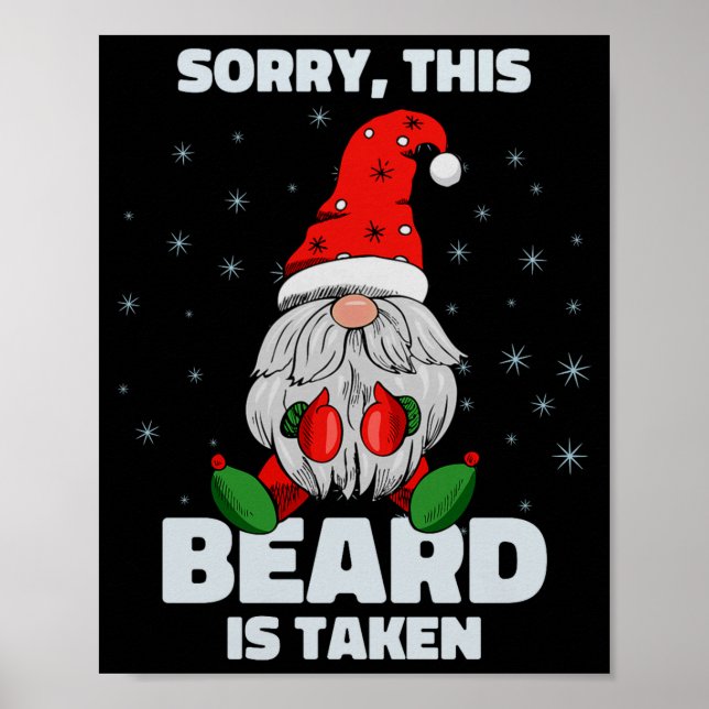 Póster Mens Sorry This Beard Is Taken Christmas Gnome Bea (Frente)