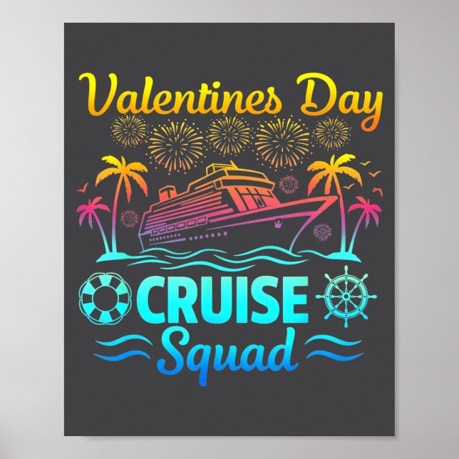 Póster Mens Valentines Day Cruise Squad 2026 Vacation Tra (Frente)