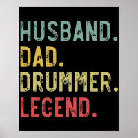 Mens Vintage Gift Shirband Dad Drummer Legend