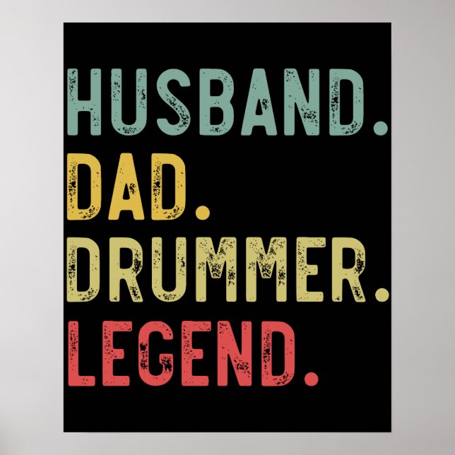 Póster Mens Vintage Gift Shirband Dad Drummer Legend (Frente)