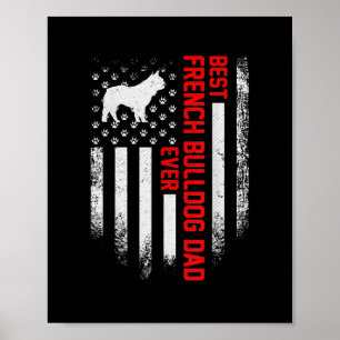 Póster Mens Vintage USA Bandera Americana Mejor Bulldog F