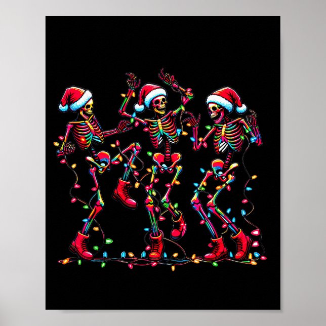 Póster Mens Womens Christmas Skeleton Santa Dancing Light (Frente)