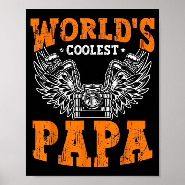 Póster Mens World's Coolest Papa Dad In The World Father' (Frente)