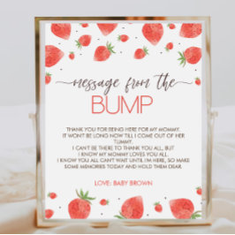 Póster Mensaje de Baby Shower de fresa del Rótulo Bump