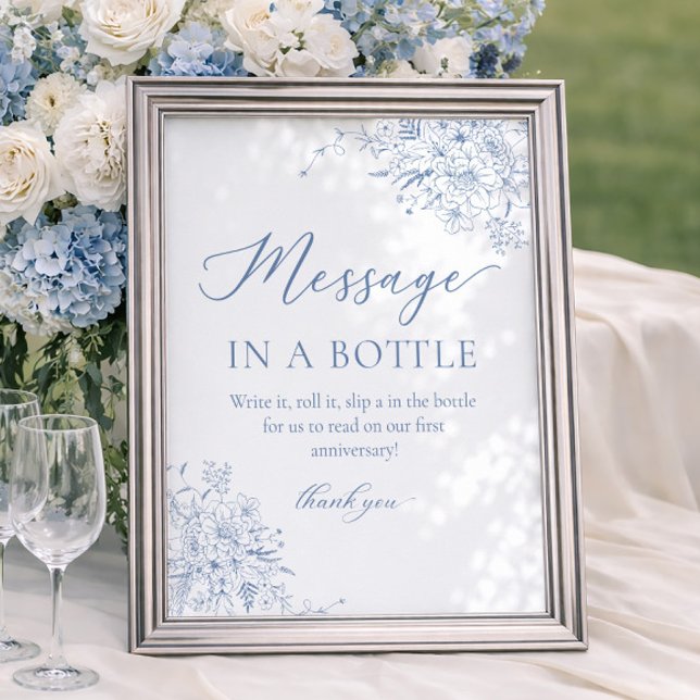Póster Mensaje de Boda Azul Francés en una Botella  (Subido por el creador)