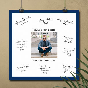 Póster Mensaje de firma de graduación de foto de COLOR PE