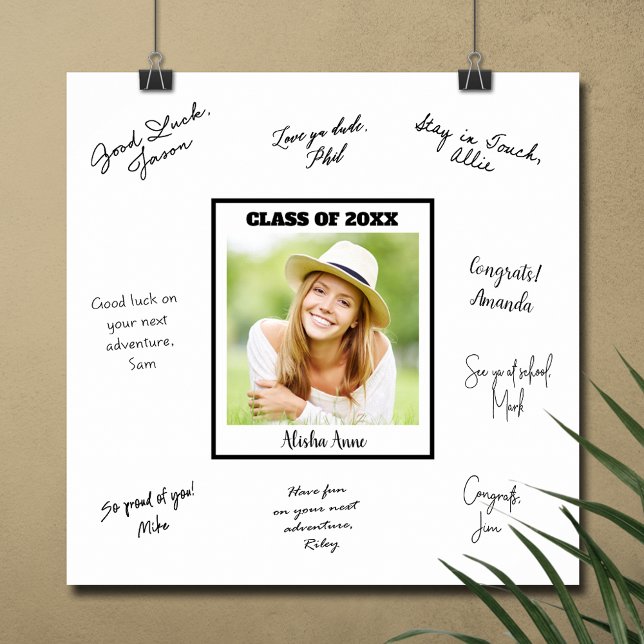 Póster Mensaje de Firma para Fiesta de Graduación en Foto (Photo graduation party autograph message poster - PRINTED and/or INSTANT DOWNLOAD)