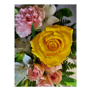 Póster Mensaje de rosa amarillo
