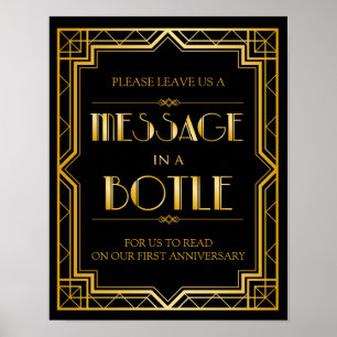 Póster Mensaje en un Rótulo de Boda de botella   Gatsby A