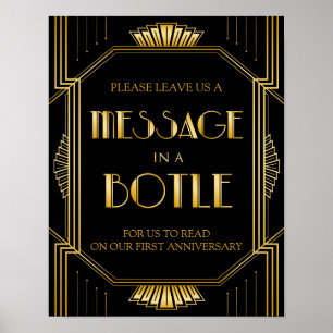 Póster Mensaje en un Rótulo de Boda de botella Gatsby A