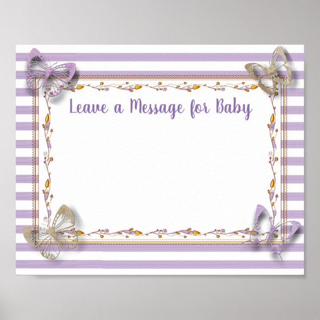 Póster Mensaje para el bebé, Poster Baby Shower Keepsake (Frente)