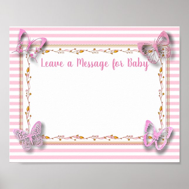 Póster Mensaje para el bebé, Poster Baby Shower Keepsake (Frente)