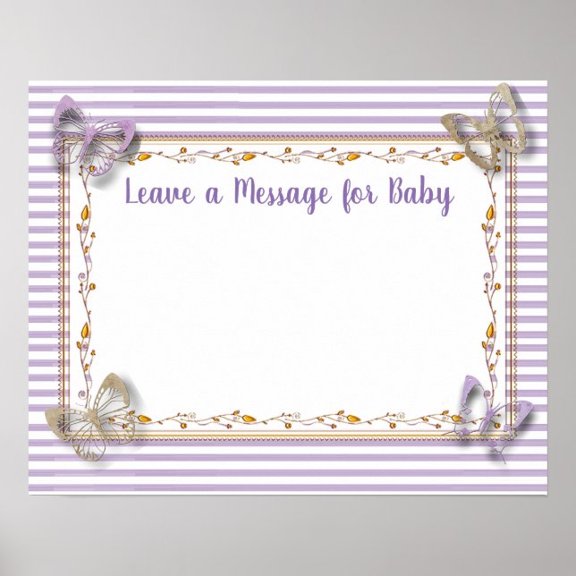 Póster Mensaje para el bebé, Poster Baby Shower Keepsake (Frente)