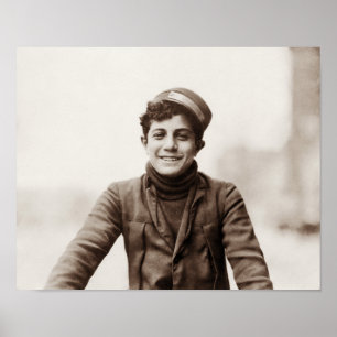 Póster Mensajero joven de la bici - 1912 - Lewis Hine