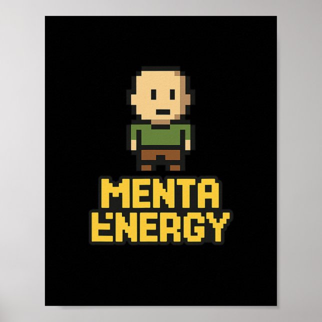 Póster Menta Energy Pixel Gamer Funny Graphic Tee  (Frente)