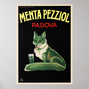 Póster MENTA PEZZIOL PADOVA Anuncio de licor italiano de